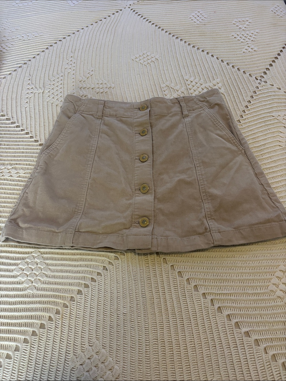 Forever 21 Taupe Button-Front Corduroy Mini Skirt